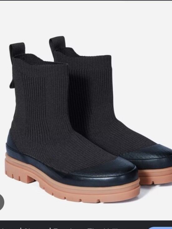 Everlane Shoes - Everlane Black Ribbed Sock Boot with Tan Lug Sole